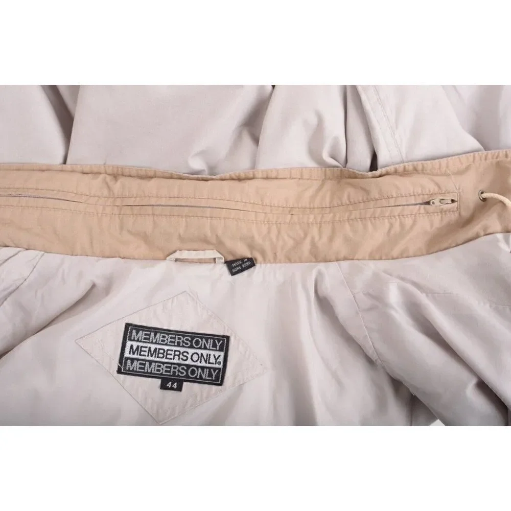 Members Only Mens Lightweight Racer Bomber Jacket Coat US 44 Beige L Large